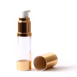 Clear & Gold Chrome 15ml With Cap - Airless Serum Bottles