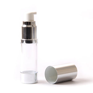 Clear & Silver Chrome 100ml With Cap - Airless Serum Bottles