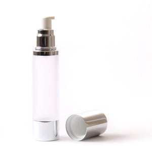 Frosted & Silver Chrome 50ml With Cap - Airless Serum Bottles