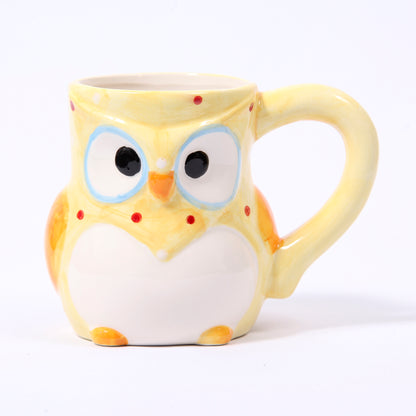Yellow Ceramic Polka Dot Owl Mug