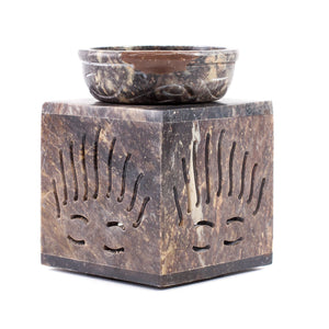 Rising Sun Soapstone Oil Burner with Sliding Door