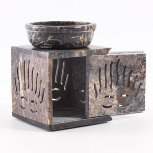 Rising Sun Soapstone Oil Burner with Sliding Door