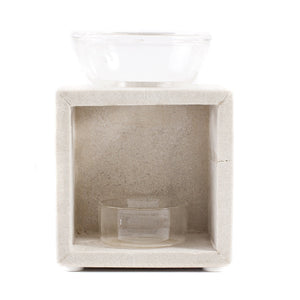 White Box Soapstone Oil Burner with Owl Design