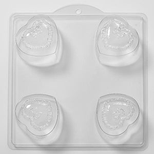 Frilly Bow Heart PVC Mould (4 Cavity)